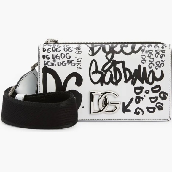 Dolce & Gabbana Graffiti Print Leather Crossbody Bag - Picture 1 of 15